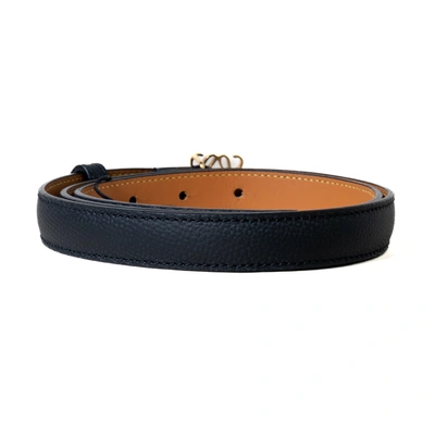 Loewe Anagram Textured Leather Belt Black In 85 Cm
