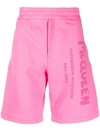Alexander Mcqueen Alexander Mc Queen Bermuda Shorts With Graffiti Logo Print In Pink