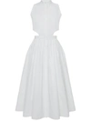 Alexander Mcqueen Cutout Poplin Fit-and-flare Midi Dress In White