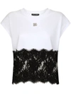 Dolce & Gabbana Lace-trim Cap-sleeve T-shirt In White