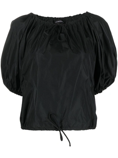 Emporio Armani Woman Top Black Size 10 Polyester