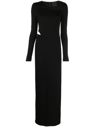Givenchy One Shoulder Long Sleeve Dress With Slit In Black