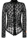 Heron Preston Floral-lace Button-up Shirt In Black