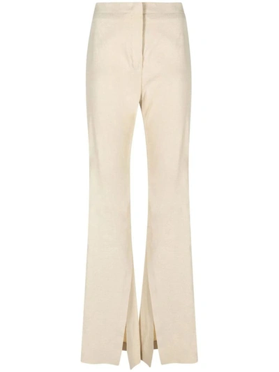 Pinko Side-slit Flared Trousers In Beige