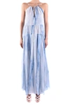Dondup Woman Maxi Dress Sky Blue Size 10 Viscose In Multicolor