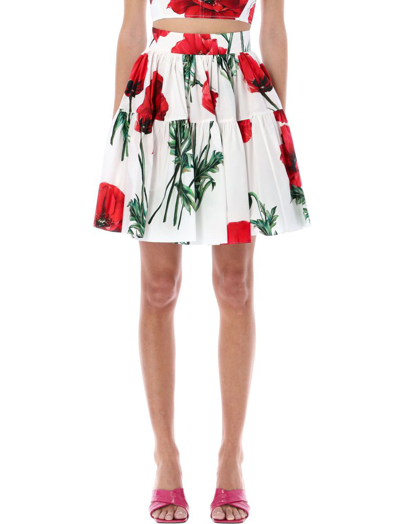 Dolce & Gabbana Poppy-print A-line Skirt In Multicolore