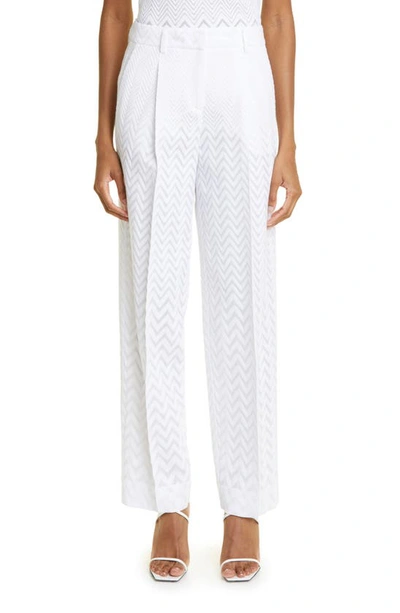 Missoni Zigzag Stripe Knit Straight Leg Pants In White