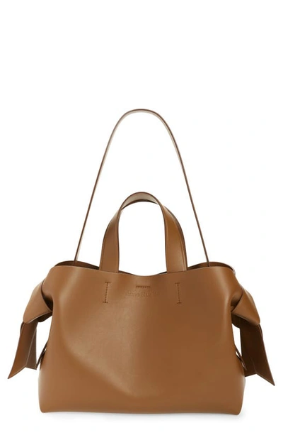 Acne Studios Musubi Leather Tote In Camel Brown