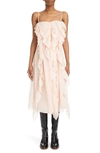 Chloé Ruched Ruffle Voile Midi Dress In Pansy Pink