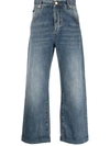 Etro Logo-patch Wide-leg Jeans In Blue
