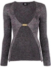 Gcds Glittered Knit V-neck Cardigan In Grey