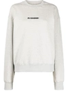 Jil Sander Logo Cotton Sweatshirt In Grey