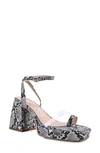 London Rag Such Flirt Snake Embossed Block Heel Sandal In Black