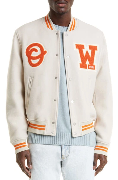 Bomber Jacket Orange Off White Jacket Off-white Patch Varsity
