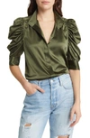 Frame Gillian Stretch Silk Blouse In Noir