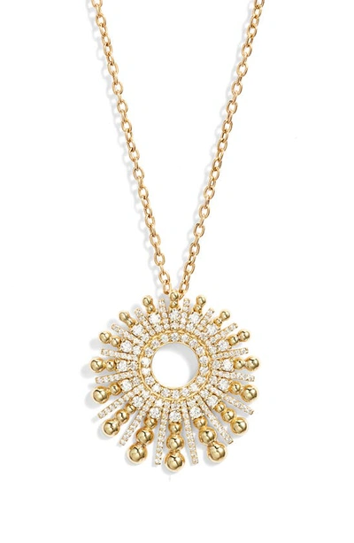 Mindi Mond Icon Gold Bead & Diamond Spoke Pendant Necklace In 18k Yg