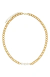 PETIT MOMENTS LUCILLE FRESHWATER PEARL CURB CHAIN NECKLACE
