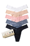 Hanky Panky Assorted 5-pack Supima® Cotton Original Rise Thongs In White/ Chai/ Rose Pink/ Wine