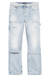 Amiri Straight Carpenter Style Trousers With Distressed Detailing In Stone Indigo