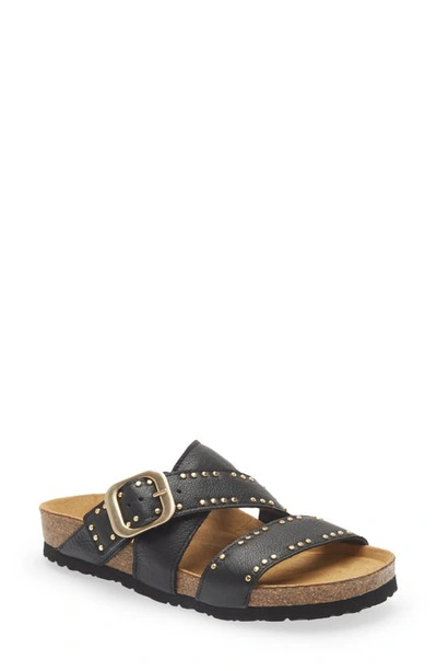 Naot Carolina Slide Sandal In Soft Black Leather