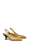 Tory Burch Eleanor Pointed Toe Slingback Pump In Sand Buff / Gold