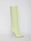 Paris Texas Croc-effect Leather Knee-high Boots In Yellow