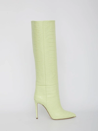 Paris Texas Croc-effect Leather Knee-high Boots In Yellow