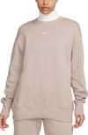 Nike Women's  Sportswear Phoenix Fleece Oversized Crewneck Sweatshirt In Brown