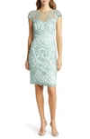 Tadashi Shoji Sequin Lace Cocktail Dress In Mint