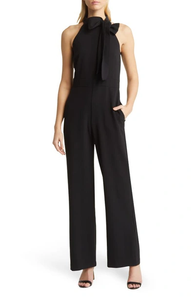 Vince Camuto Bow Neck Stretch Crepe Jumpsuit In Black