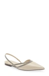 Brunello Cucinelli Embellished Leather Slingback Flats In C8238 Light Beige