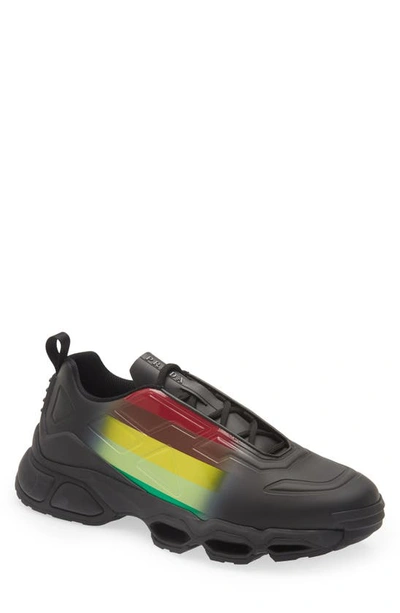 Prada Collision Cross Rubber Sneakers In Black,multicolor