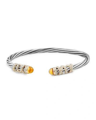 David Yurman Helena End Station Bracelet With Citrine, Diamonds And 18k Gold In Orange/white