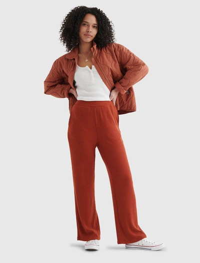 Lucky Brand Womens Cloud Jersey Wide-leg Cropped Pant In Red