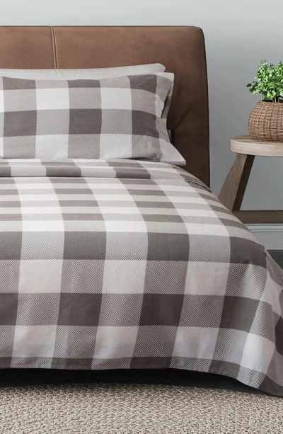 Woven & Weft Turkish Cotton Flannel Plaid Sheet Set In Gray