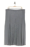 Max Studio Printed Release Pleat Skirt In Blck/ Ble Sml Go Fld
