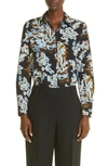 Lafayette 148 Scottie Abstract-print Button-down Blouse In Black Multi