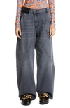 Jw Anderson Twisted Grey Wide-leg Oversized Jeans In Grey