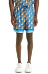 CASABLANCA L'ARCHE DE NUIT PRINT SILK SHORTS