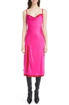 ACNE STUDIOS DASA LAYERED COWL NECK SATIN SLIPDRESS