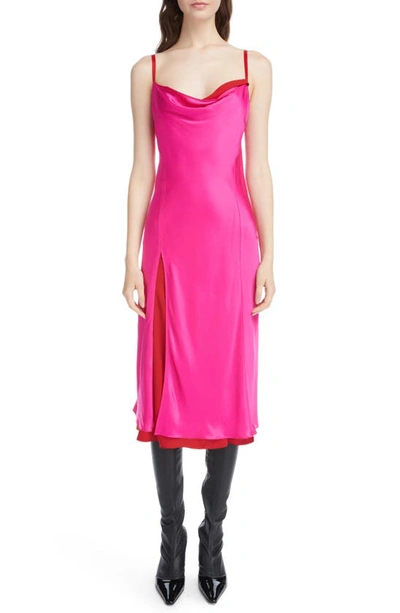 Acne Studios Cowl Neck Midi Dress In Fuxia