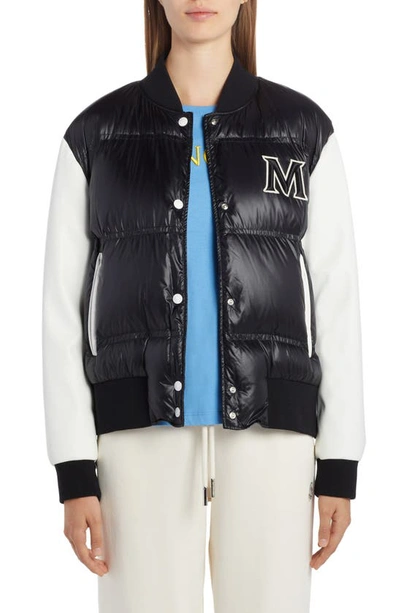 Moncler Mole Logo Down Bomber Jacket In Black