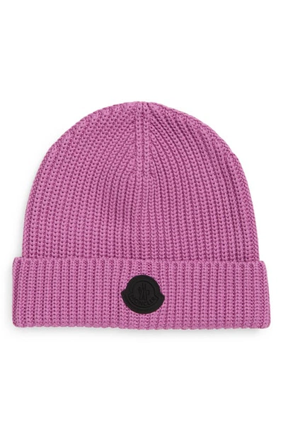 Moncler Pink Rib Beanie In 54g Pink
