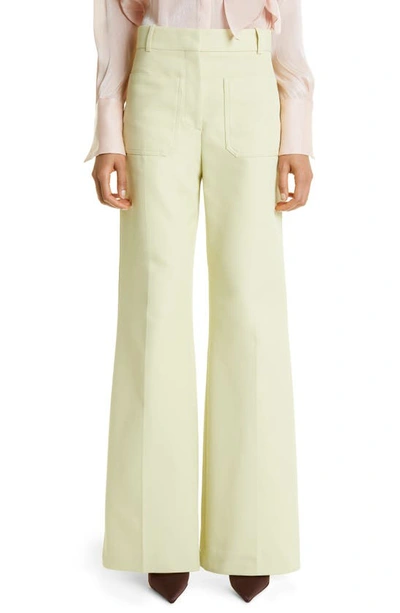 Victoria Beckham Alina Tailored Flared Trousers In Green