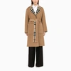 Burberry Reversible Check Double Face Wool Coat In Beige