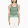 Giuseppe Di Morabito Mesh Sleeveless Top Shimmering Finish In Blue