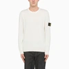 Stone Island Wool Blend Sweatshirt With Iconic Logo Patch And Timeless Design In White