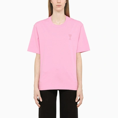Ami Alexandre Mattiussi Ami De Coeur T-shirt In Medium Pink