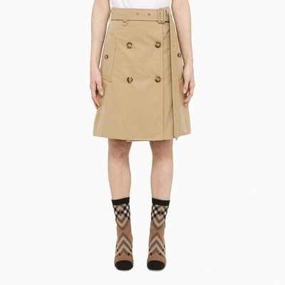 Burberry Alice Cf Cotton Twill Trench Mini Skirt In Beige