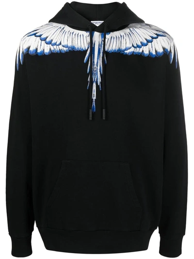 Marcelo Burlon County Of Milan Wings-print Organic-cotton Hoodie In Black